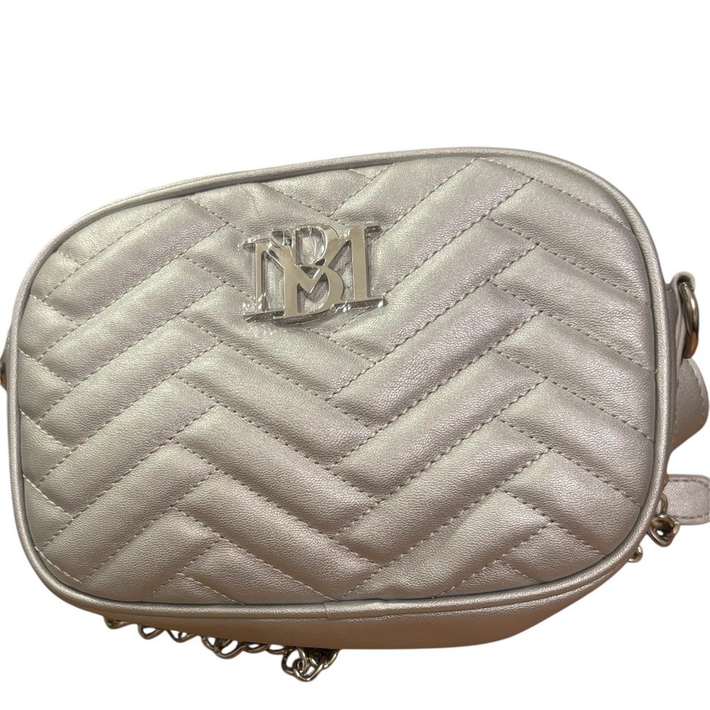 NWT Badgley Mischka Metallic Silver Camera Bag